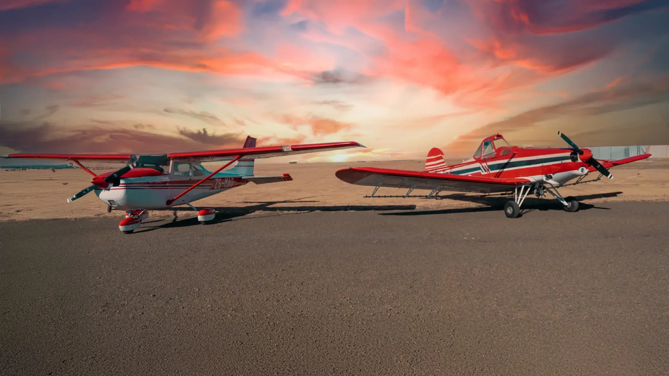 Two Planes Standing at Sunset Mobile